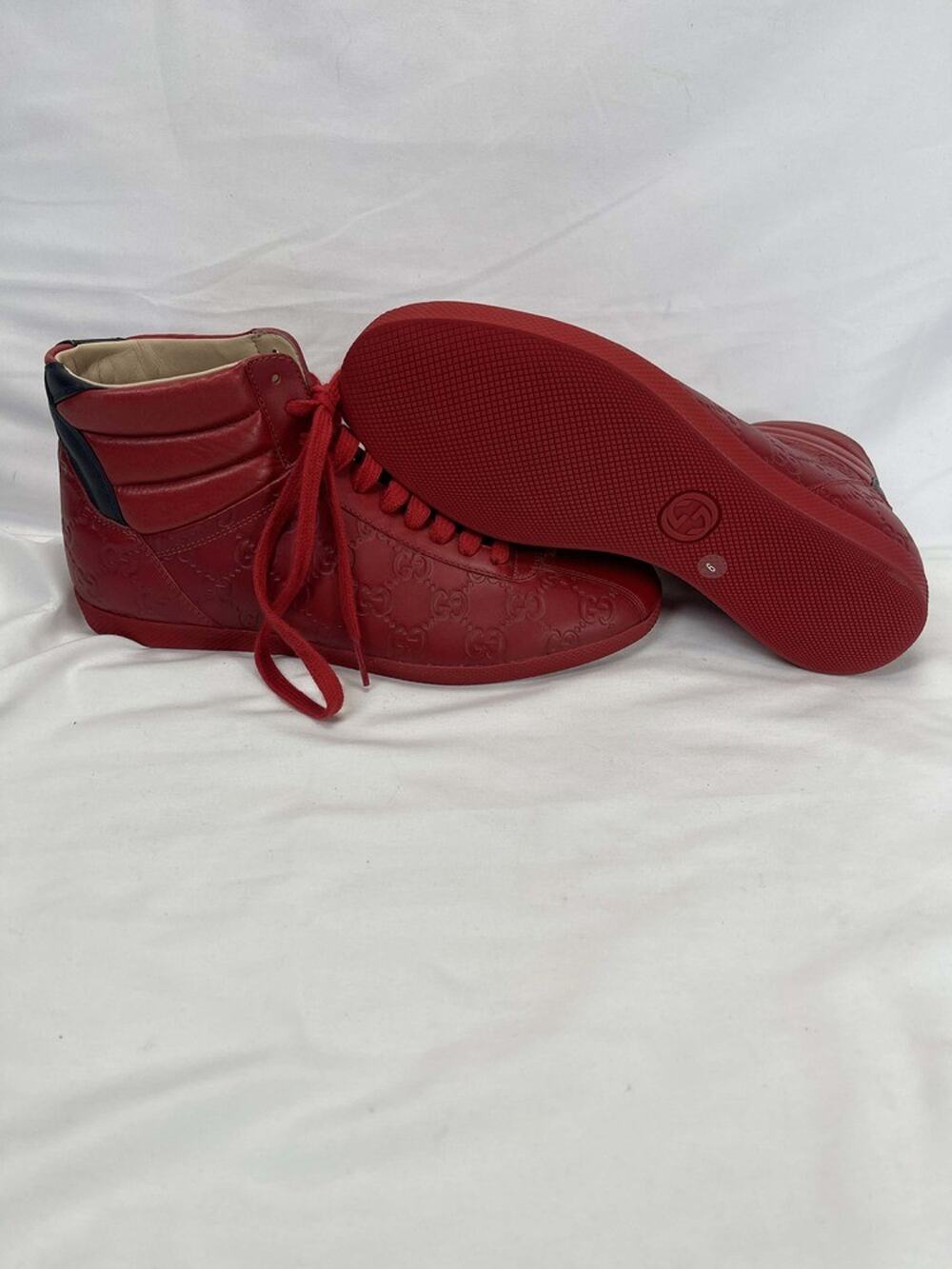 Men's US 6.5 Gucci Signature High Top GG Web Red SPB-JB 360207